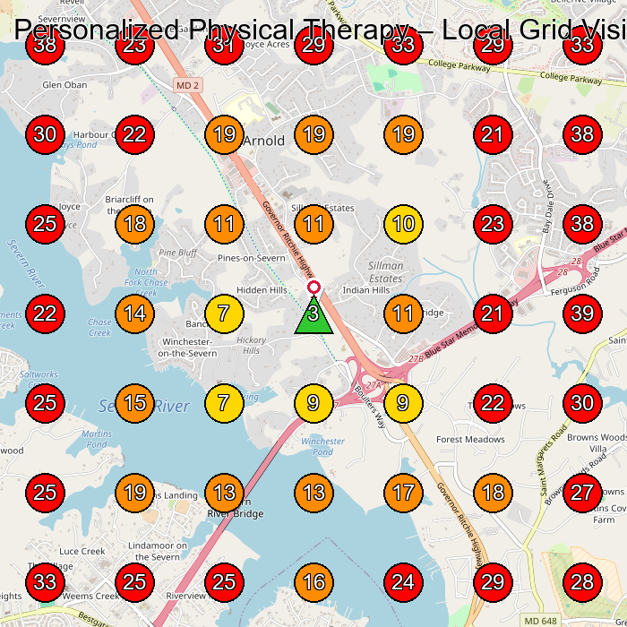 Personalized Physical Therapy GeoGrid visibility map for Physical Therapy Clinic in Ocean Pines
